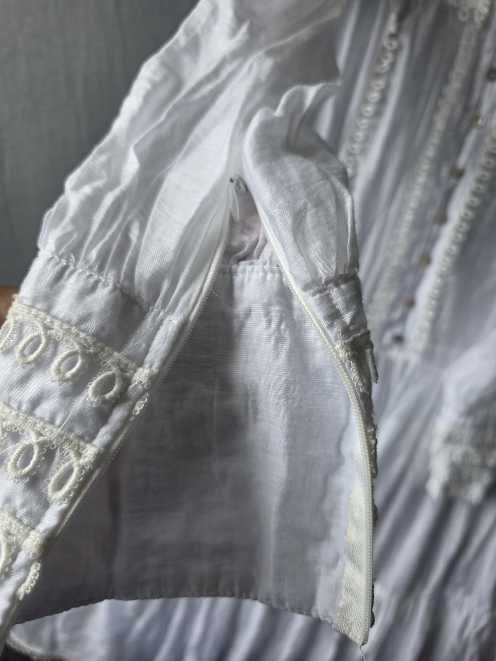 Ina White Victorian-Inspired Maxi Dress with Lace Trim - Picture 6 of 7